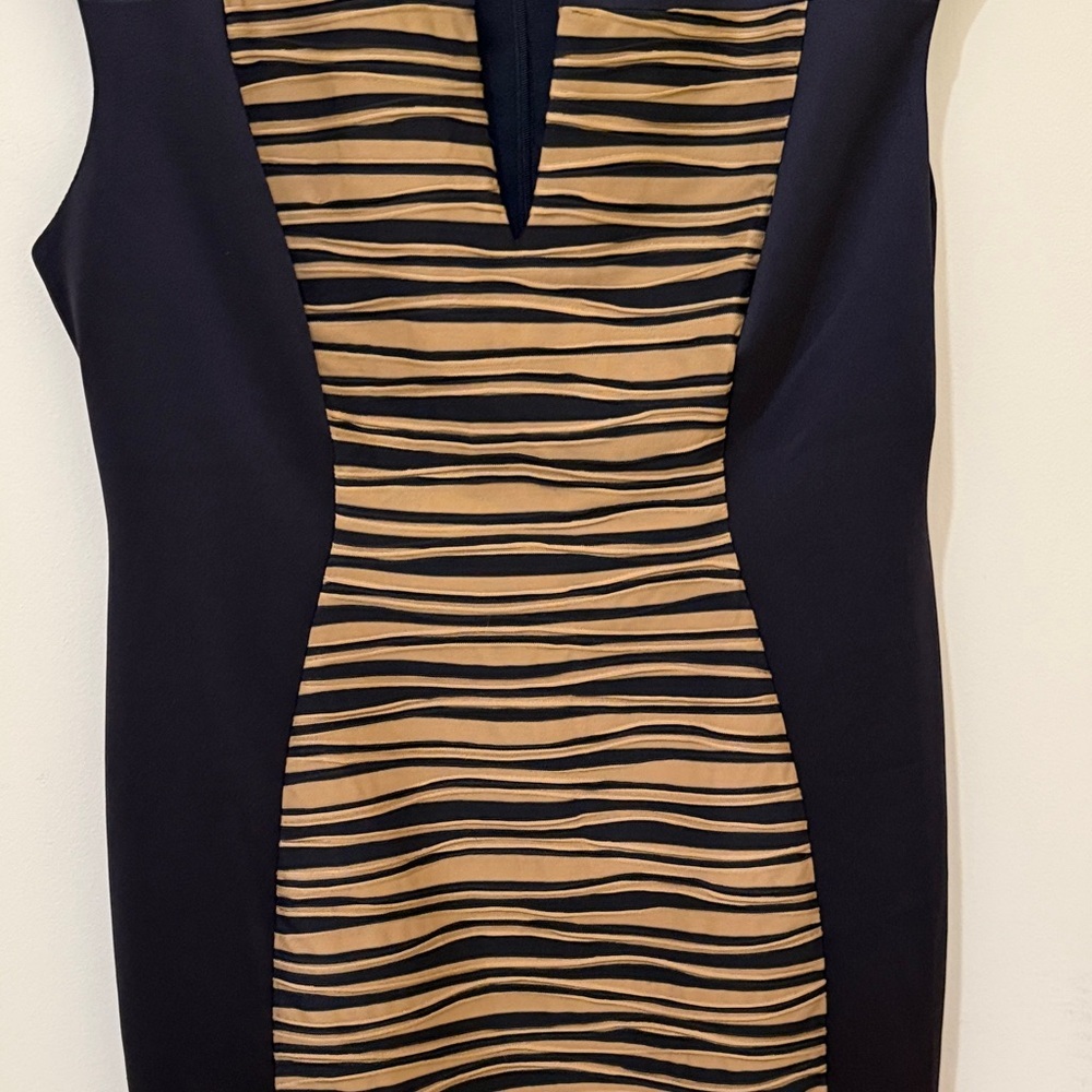 Connected Apparel Black and Brown Zebra Women’s Midi Dress Size 16/XL Stretch - Picture 4 of 8